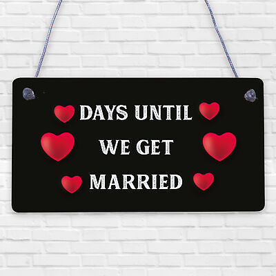 Wedding Countdown Chalkboard Plaque Sign Engagement Gift Fiance Mr & Mrs