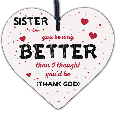 Special Sister In Law Gift Wooden Heart Plaque Friend Gift Birthday Thank You