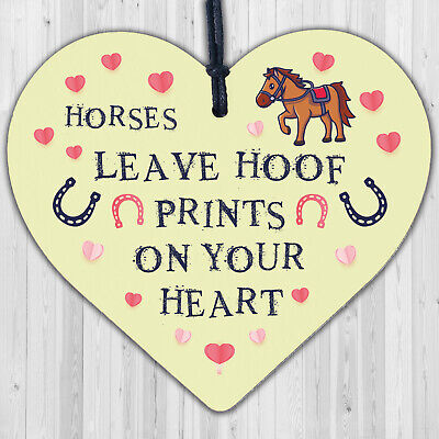 Cute Horse Lover Gift Wood Heart Horse Signs And Plaque Horse Signs For Bedroom