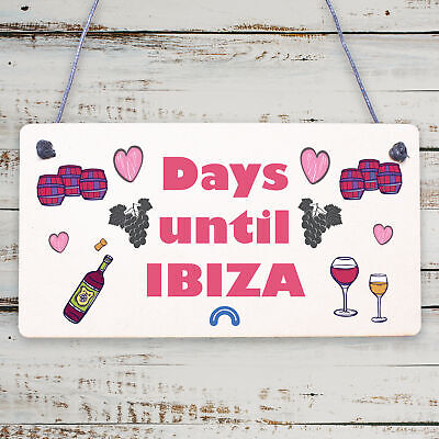 CHALKBOARD Countdown Holiday Ibiza Hanging Plaque Friendship Alcohol Party Gift