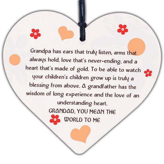 Thank You Gifts For Grandad Wood Heart Grandad Birthday Gift FATHERS DAY Gift