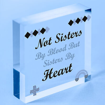 Sisters By Heart Shabby Chic Wooden Hanging Plaque Best Friends Gift Friend Sign