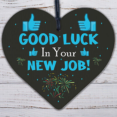 Colleague Leaving Gift Good Luck New Job Wooden Heart Plaque Friendship Gift