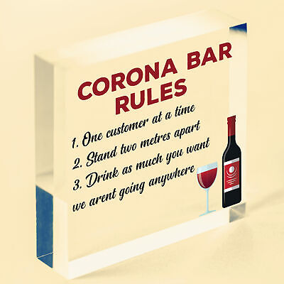 Funny Corona Bar Rules Sign Hanging Garden Pub Bar Sign Alcohol Beer Gift