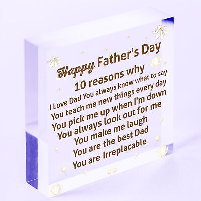 Reasons Why I Love Dad Wooden Heart Fathers Day Gift From Daughter Son Keepsake