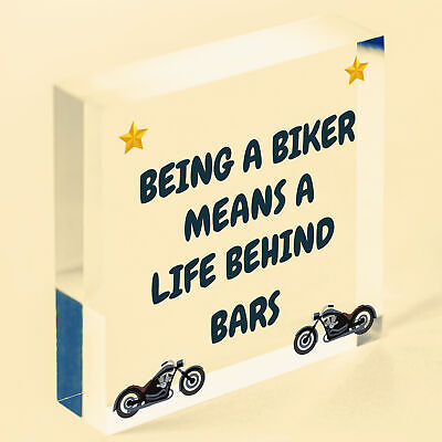 Novelty Biker Gifts For Men Hanging Motorcycle Motorbike Man Cave Garage Plaque