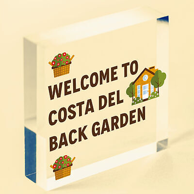 Costa Del Back Garden Funny Garden Sign Hanging Summerhouse Sign Home Gift