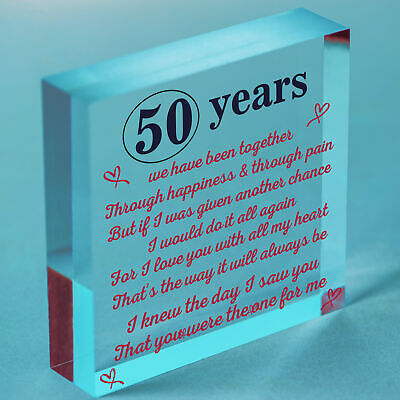 Anniversary 50th Golden Wedding Anniversary Engagement Wood Heart Plaque Gift