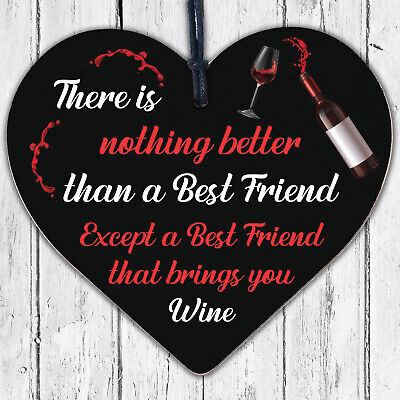 Best Friend Brings Wine Gifts Friendship Signs Shabby Heart Wine Alcohol Plaques