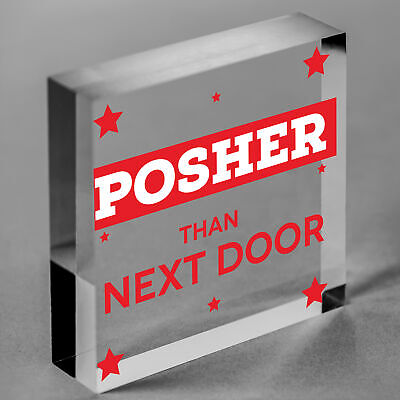 Posher Than Next Door Novelty Hanging Wooden Plaque Door Sign Funny Gift