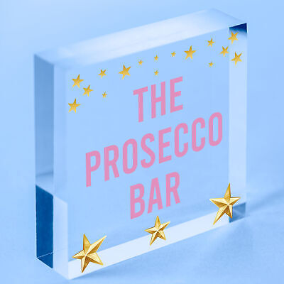 The Prosecco Bar Vintage Hanging Wall Plaque Sign Home Bar Gift Man Cave Party