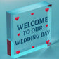 Welcome To Our Wedding Day Hanging Decor Plaque Guest Entrance Greeting Sign