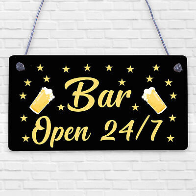 Bar Sign Pub Club Home Bar Open Display Hanging Plaque Kitchen Friendship Gift