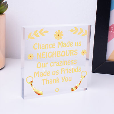 Chance Made Us Neighbours Friendship Gift Wooden Heart Plaque Thank You Friend