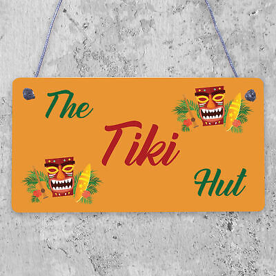 Tiki Hut Hanging Home Bar Pub Kitchen Plaque Alcohol Cocktails Sign Friend Gift