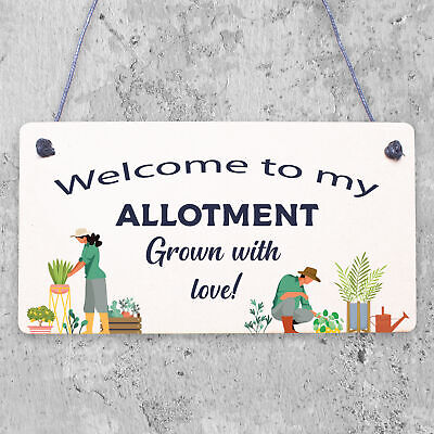 Allotment Sign Engraved Wooden Plaque For Garden Shed Family Gift Home Signs