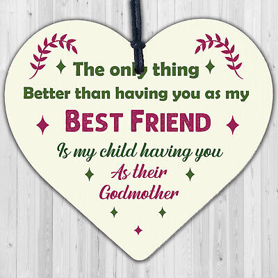 Best Friend Godmother Gifts Wooden Heart Plaque Thank You Friendship Keepsake