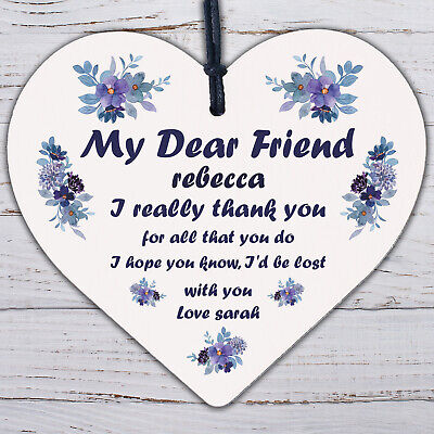 Thank You Best Friend Gift For Christmas Birthday Wood Heart Friendship Sign