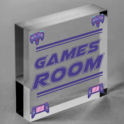 Games Room Man Cave Hanging Plaque Gift For Him Boys Bedroom Plaque Sign