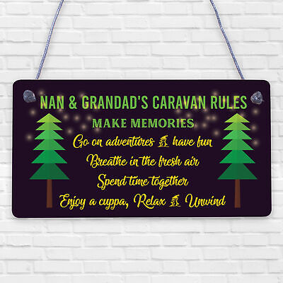 Caravan Plaque Novelty Chic Camping Holiday Sign Nan Grandad Gift Home Accessory