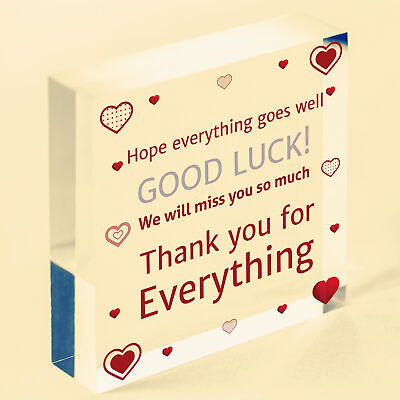 Good Luck Leaving Colleague Friend Teacher Work New Job Gift Wood Sign Present