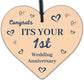 Congratulations First Wedding Anniversary Gift Heart 1st Anniversary Present