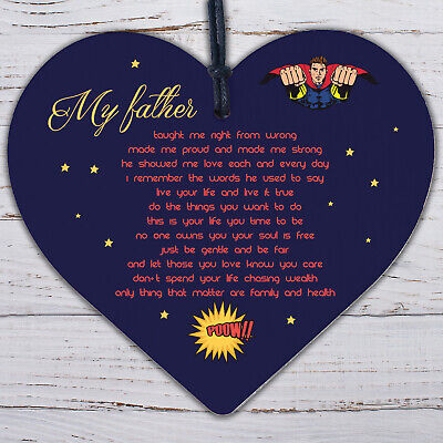 My Father Fathers Day Dad Wood Heart Sign Memorial Plaque For Him Daughter Gift