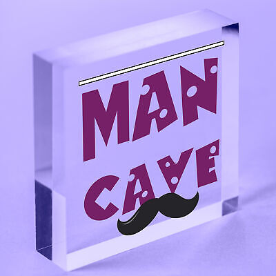 Man Cave Moustache Novelty Wooden Hanging Plaque Funny Sign Classy Husband Gift