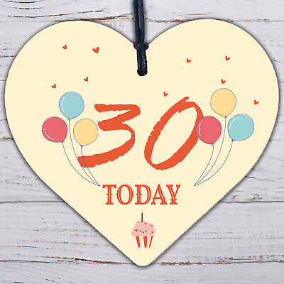 30th Birthday Decoration Wooden Heart Novelty Gift Tag Birthday Gift For Him Her