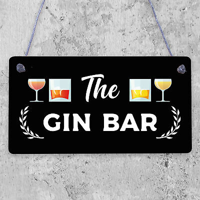 The Gin Bar Garden Party Alcohol Novelty Drinking Gift Pub Hanging Wall Plaque