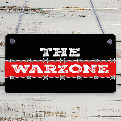 THE WARZONE Boys Gaming Bedroom Man Cave Sign Gift For Him Keepsake