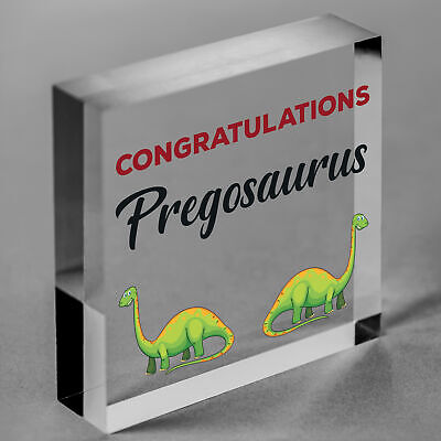 Contragulations Pregosaurus Novelty Hanging Plaque Baby Shower Pregnancy Sign