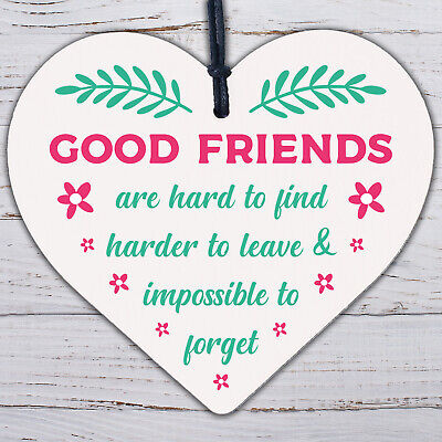 Best Friends Friendship Gift Handmade Wooden Heart Chic Plaque Keepsake Birthday