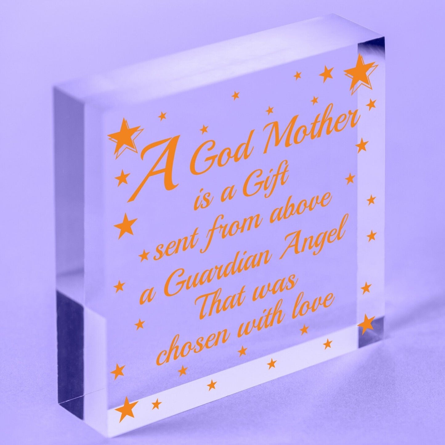 Thank You Godmother Wood Heart Godfather Godparent Gift Novelty Christening Card