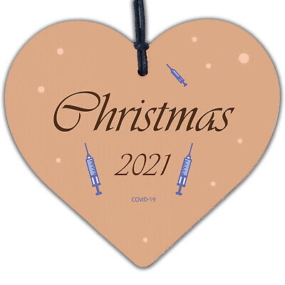 Christmas 2021 Bauble Tree Decoration Wooden Heart Xmas Tree Hanging Bauble