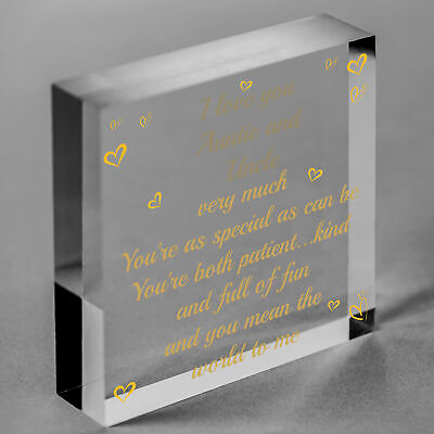 Auntie And Uncle Gift Heart Plaque Auntie Uncle Birthday Xmas Gift From Niece