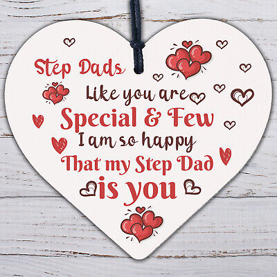 Step Dad Father Gift Christmas Birthday Gift Wooden Heart Plaque Thank You Gifts