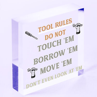 Funny Tool Rules Garage Man Cave Workshop Shed Sign Gift For Him Dad Grandad