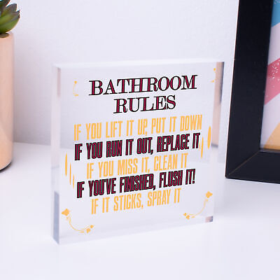 Bathroom Rules Marble Theme Home Decor Bathroom Toilet Sign Home Gift