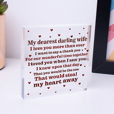 Wedding Anniversary Gift Wooden Heart Husband Wife Gift For Her Women Thank You