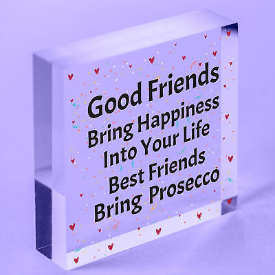 Best Friends Bring Prosecco Wooden Hanging Heart Plaque Novelty Alcohol Sign New