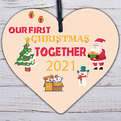 Babys My First Christmas Tree Bauble Decoration Wood Heart 1st Xmas Gift Present