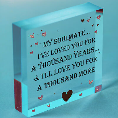 My Soulmate Loved You A Thousand Years Wooden Hanging Heart Valentines Day Gift