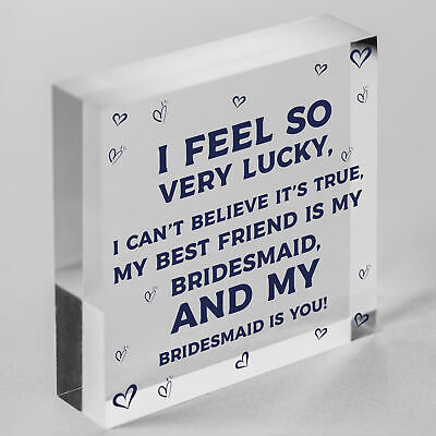 Best Friend Is My Bridesmaid Wooden Hanging Heart Wedding Plaque Thank You Gift