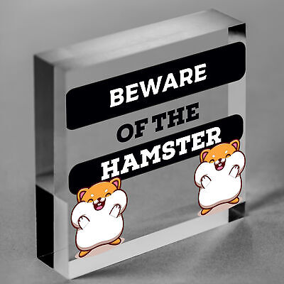 Beware Of The Hamster Novelty Wooden Hanging Shabby Chic Plaque Hamsters Sign