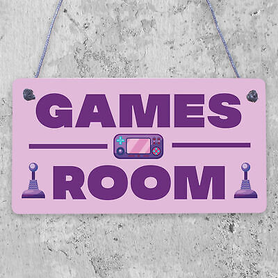 Games Room Man Cave Hanging Plaque Gift For Him Boys Bedroom Plaque Sign