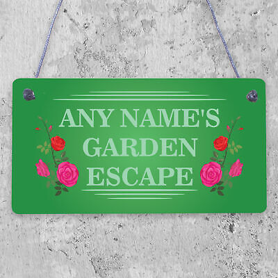 Personalised Garden Sign For Outdoors Garden Escape Sign Any Name Floral Sign