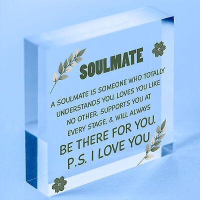 Soulmate I Love You Hanging Wooden Heart Valentines Day Gift Husband Wife Sign