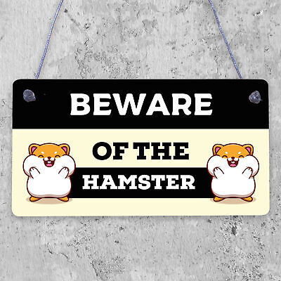 Beware Of The Hamster Novelty Wooden Hanging Shabby Chic Plaque Hamsters Sign