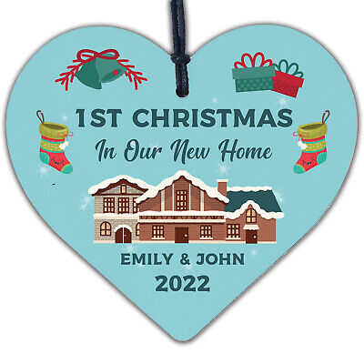 1st Christmas In New Home Bauble Wooden Heart 1st Christmas Bauble Xmas Decor